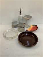 Glass Canister Set, Pie Dishes, Pepper Stoneware