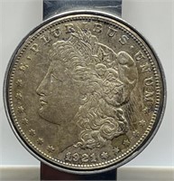 1921 Morgan Silver Dollar & Money Clip