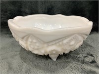 Antique 3 Footed Milk Glass Bowl