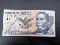 1999 Mexico: 20 Pesos Juarez El Banco de Mexico