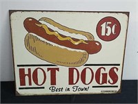 16 x 12.5-in metal hot dog sign