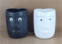 Black & White Ceramic Face Planters/ Vases