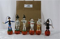 Set of 6 Assorted Halloween Wooden Ornaments