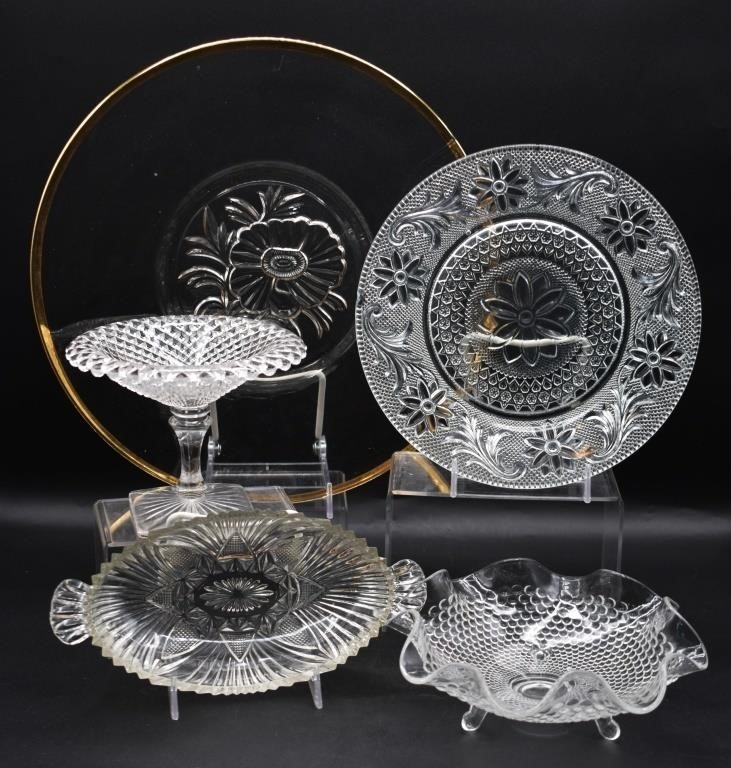 Group of Vintage Glass Serving Platters & More