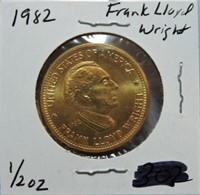1982 Frank Lloyd Wright 1/2oz gold