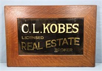 Reverse Painted Glass Real Estate Broker Sign