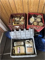CRATES OF STAINS, CHEMICALS, ETC.