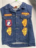 Denim Rustler Vest with POW/MIA and Other Patches