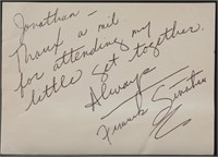 Frank Sinatra. Autograph signed note.