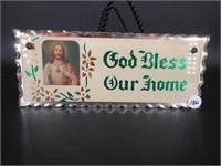 God Bless Our Home Scalloped Glass Sign - religiou