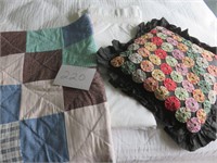 Hand crafted lap quilt, pillow