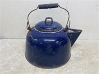Vintage Enamelware Teapot Cobalt Blue