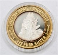 .999 Pure Silver Chief Washakie Shoshones Token