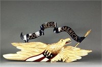 Carved eagle GOD BLESS AMERICA