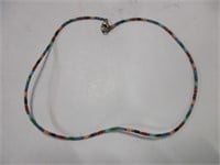 Sterling silver multi gemstone bead necklace