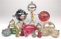 (19) Vintage Figural Glass Christmas Ornaments