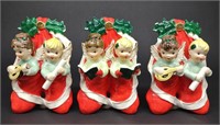 3 Japan Christmas Caroler Angels in Stockings