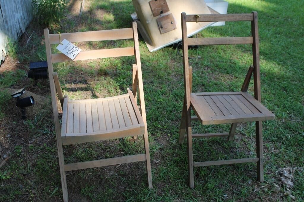 2 Vintage Wooden Folding Chairs