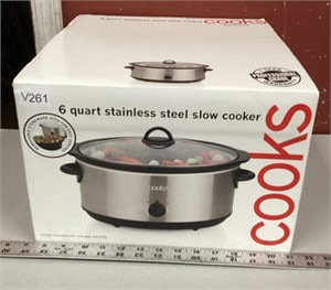 NIB 6 Quart Stainless Steel Slow Cooker By Cooks