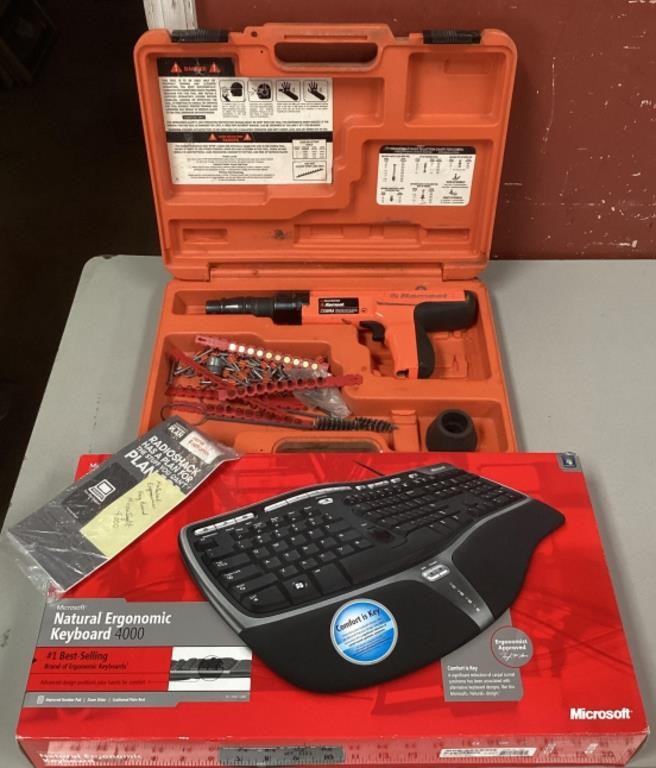 NIB Ergonomic Keyboard & Ramset Cobra Drill