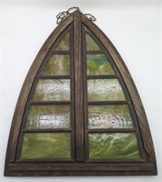 (L) Stained glass window with some cracks