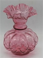 (L) Cranberry Fenton flower vase 8in h