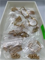35+ Goldtone Costume Jewelry Chains, Bracelets