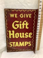 Flanged Gift House Stamps 2 Sided Sign, Rusting,