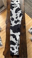 Large High Waisted Cow Print Leggings
