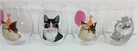 Pier 1 cat stemless wine glasses
