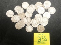 20 Mercury Barber Silver Dimes