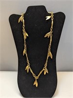 Givenchy Gold Tone Leaf Necklace 25"