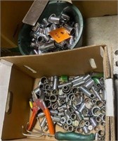 Lot of misc ratchet sockets assorted sizes