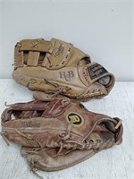 2 baseball gloves