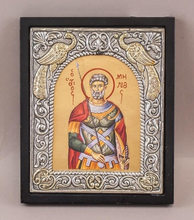 Vintage Silver-plated Byzantine Style Icon