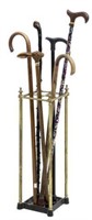 (7) GROUP OF CANES & WALKING STICKS IN BRASS STAND