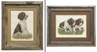 (2) CINDY MUSON MCNEIL PEN & INKS, HUNTING DOGS