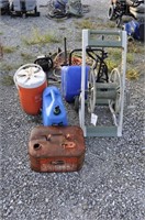 ASST. GAS CANS, HOSE REEL, ETC...