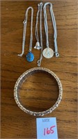 3 sterling necklaces and Milor 18 kt bracelet