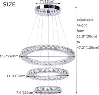Modern 3 Ring Crystal Chandelier Pendant Lamp