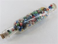 Glass Rolling Pin Full of Vintage Marbles