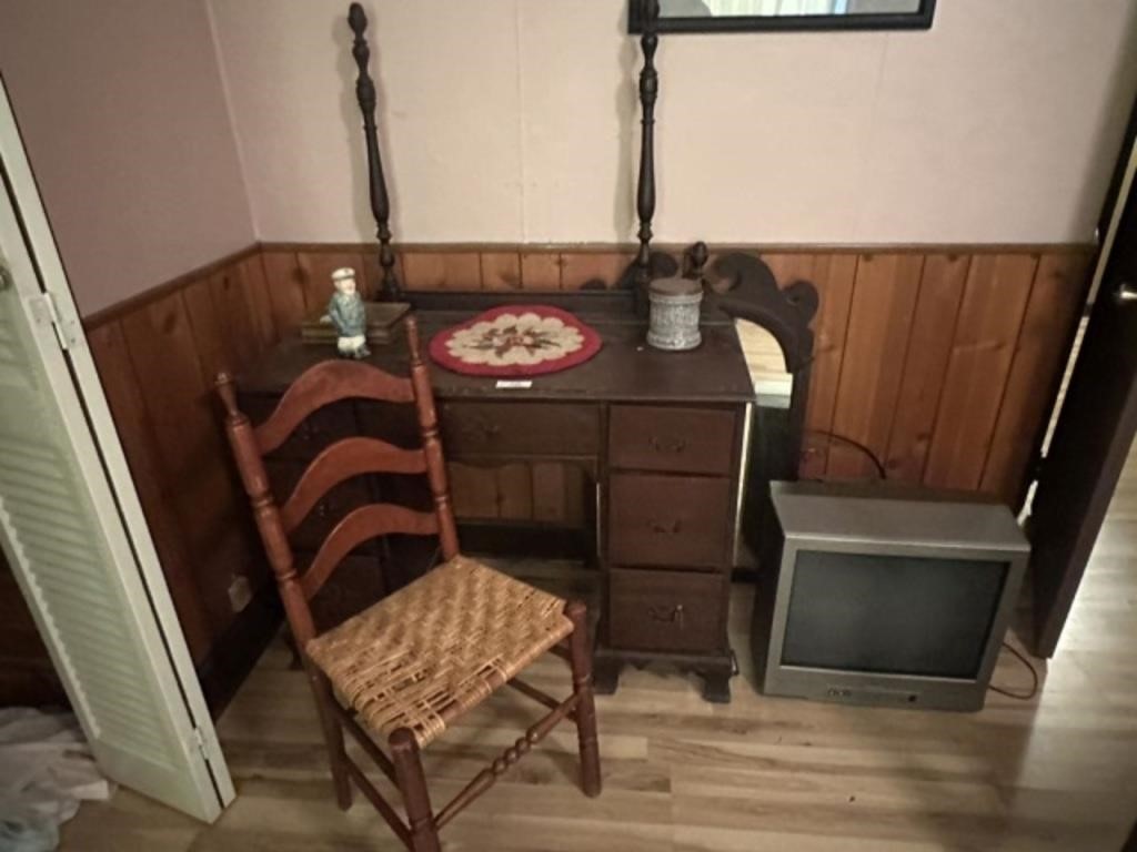 Antique Dresser, Chair and Miscellaneous