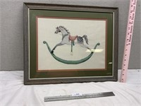 Vintage Rocking Horse Real Cross Stitch Framed
