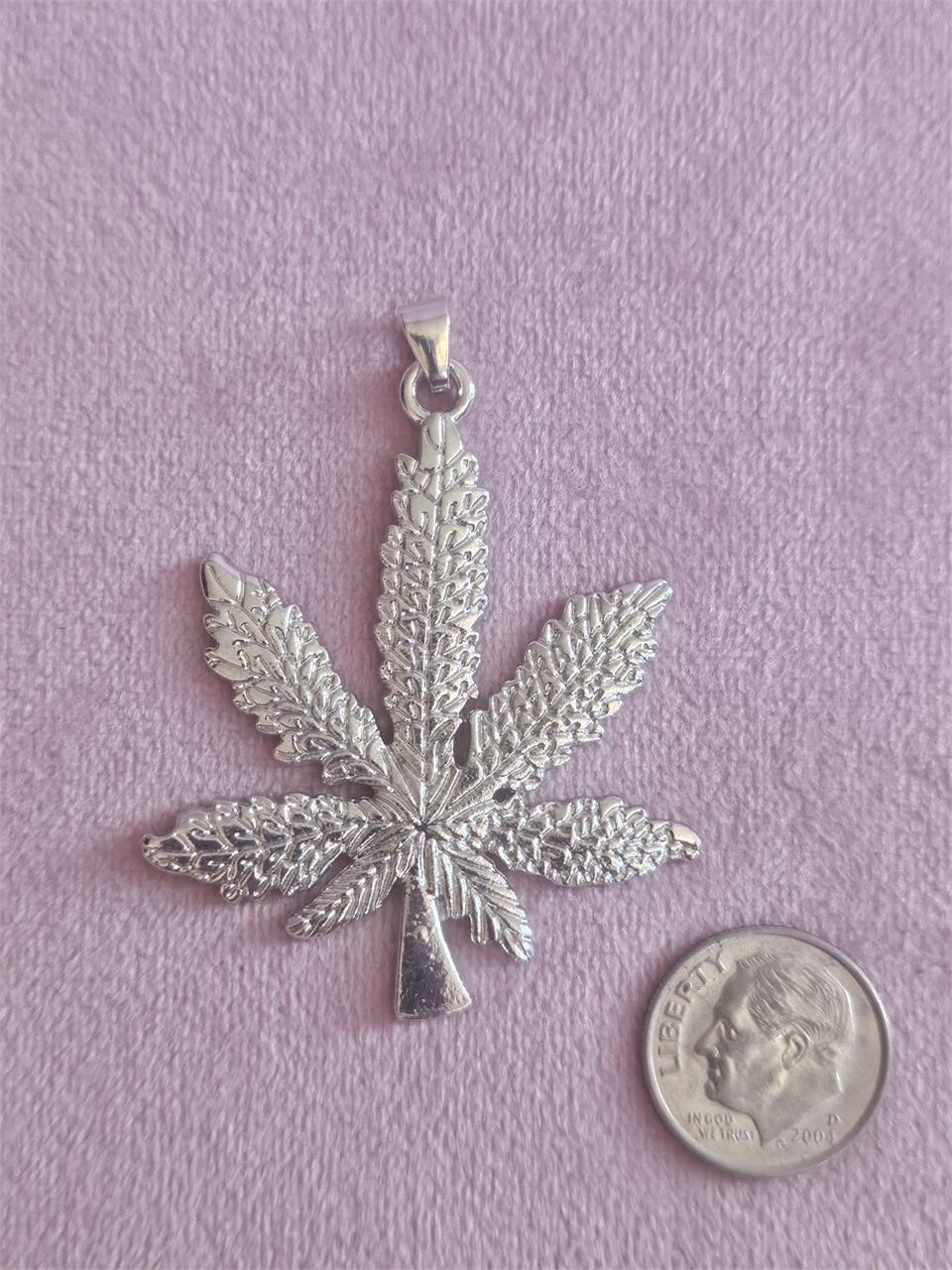 Pot Leaf Pendant (Dime for Size Reference)