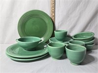 Green Fiestaware Plates, Bowls, Tea Cups & Saucers
