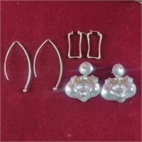 3prs .925 Silver Earrings 0.80ozTW