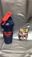 DC Figurine plastic man, superman water bottle