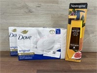 2-16 pack dove bar soap & Neutrogena bath gel