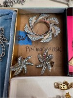 Pin Marked BSK, earrings