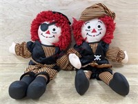 Halloween dressed Raggedy Ann and Andy dolls